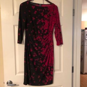 Chaps Red and Black Dress